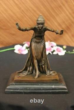 Signée D. H Chiparus, Bronze Art Déco Danseuse Sculpture Nouveau Marbre Figurine