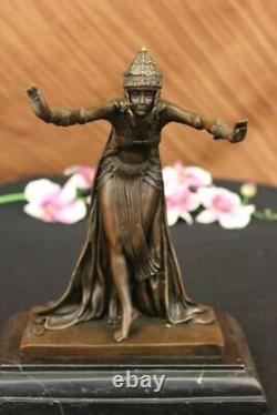 Signée D. H Chiparus, Bronze Art Déco Danseuse Sculpture Nouveau Marbre Nr