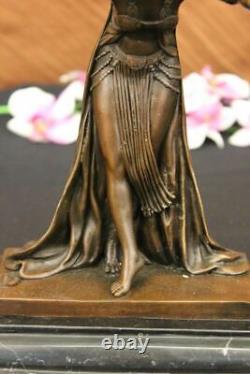 Signée D. H Chiparus, Bronze Art Déco Danseuse Sculpture Nouveau Marbre Nr