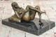 Sign&eacute;e Deco Bronze Sculpture Cubism Chair Fille Abstrait Art Moderne Figurine De