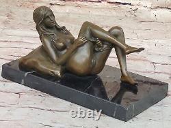 Signée Deco Bronze Sculpture Cubism Chair Fille Abstrait Art Moderne Statue Déco