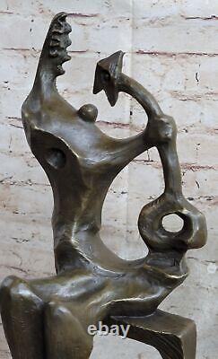 Signée Henry Moore Abstrait Art Moderne Mère Et Enfant Bronze Sculpture Statue