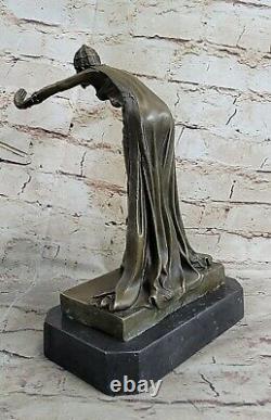 Signée J. R Colinet Bronze Statue, Art Déco Danseuse Sculpture Fonte Figurine