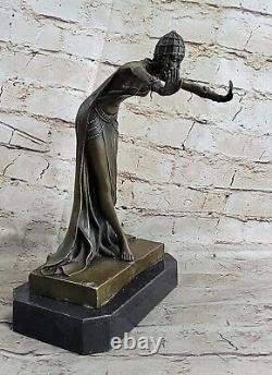 Signée J. R Colinet Bronze Statue, Art Déco Danseuse Sculpture Fonte Figurine