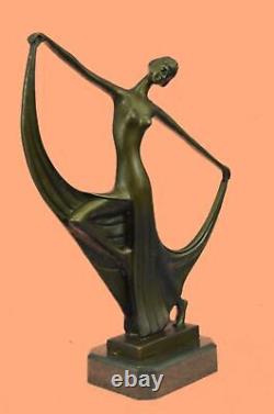 Signée Milo Original Véritable Bronze Statue Art Déco Danseuse Sculpture Figure