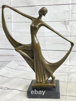 Signée Milo Original Véritable Bronze Statue Art Déco Danseuse Sculpture Figure