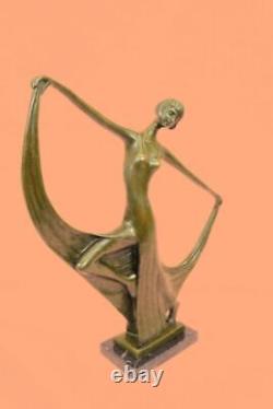 Signée Milo Original Véritable Bronze Statue Art Déco Danseuse Sculpture Figure