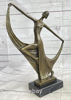 Signée Milo Original Véritable Bronze Statue Art Déco Danseuse Sculpture Figure