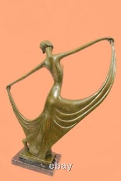 Signée Milo Original Véritable Bronze Statue Art Déco Danseuse Sculpture Figure