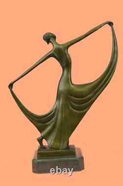 Signée Milo Original Véritable Bronze Statue Art Déco Danseuse Sculpture Figure