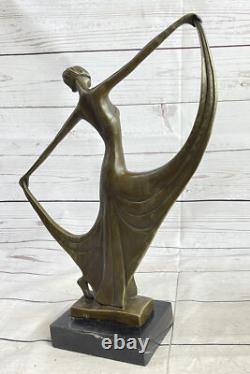 Signée Milo Original Véritable Bronze Statue Art Déco Danseuse Sculpture Figure