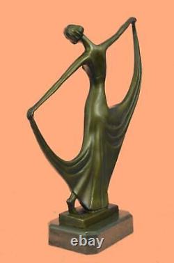 Signée Milo Original Véritable Bronze Statue Art Déco Danseuse Sculpture Figure