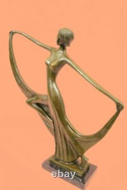 Signée Milo Original Véritable Bronze Statue Art Déco Danseuse Sculpture Figure