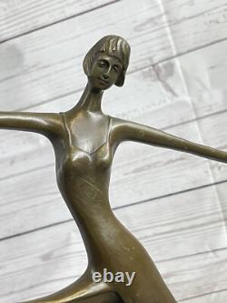 Signée Milo Original Véritable Bronze Statue Art Déco Danseuse Sculpture Figure