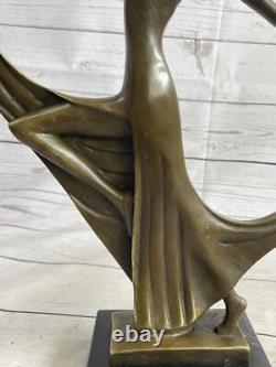 Signée Milo Original Véritable Bronze Statue Art Déco Danseuse Sculpture Figure