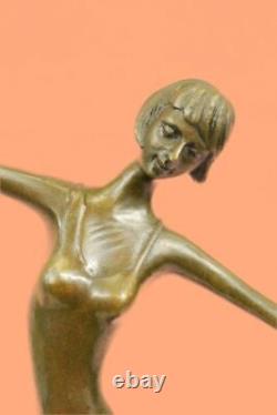 Signée Milo Original Véritable Bronze Statue Art Déco Danseuse Sculpture Figure