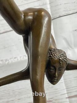 Signée Nick Bronze Sculpture Danseuse Figurine Marbre Art Déco 35.6cm
