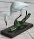 Signée Original Milo Crane Oiseau Bronze Art Déco Sculpture Statue Figurine