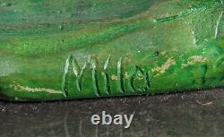 Signée Original Milo Crane Oiseau Bronze Art Déco Sculpture Statue Figurine