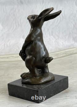 Signée Original Milo Lapin W. Panier De Fleur Bronze Art Décor Sculpture Statue