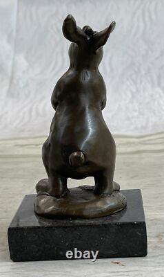Signée Original Milo Lapin W. Panier De Fleur Bronze Art Décor Sculpture Statue