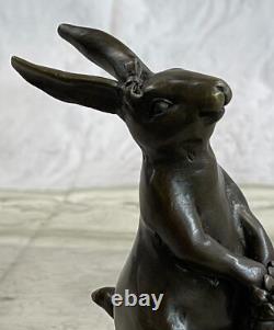 Signée Original Milo Lapin W. Panier De Fleur Bronze Art Décor Sculpture Statue