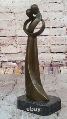 Signée Original Rare Milo Abstrait Art Moderne Kissing Couple Sculpture Bronze