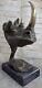 Signée Salvador Dali Rhinocéros Avec / Corne Bronze Sculpture Art Déco Figurine