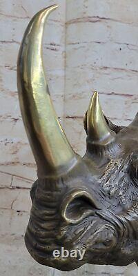 Signée Salvador Dali Rhinocéros Avec / Corne Bronze Sculpture Art Déco Figurine