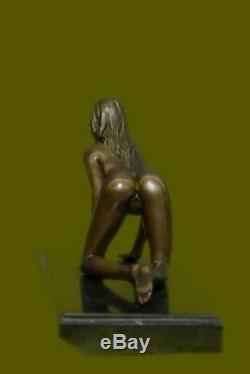 Signée Unique Bronze Sculpture Érotique Sexy Nude Femelle Forme Art Statue