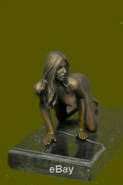 Signée Unique Bronze Sculpture Érotique Sexy Nude Femelle Forme Art Statue