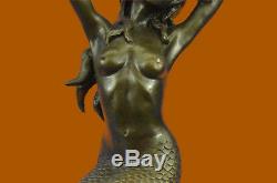 Sirène Mer Nautique Bronze Sculpture Statue Figurine par Lost Cire Méthode Art T