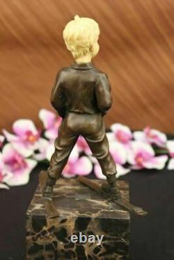 Solide Bronze Neige Ski Sculpture Sport Hiver Statue Art Décor Figurine Artwork