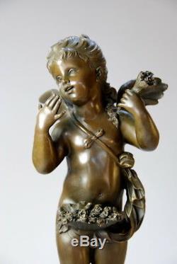 Splendide sculpture Art Nouveau en bronze signée E. Plat