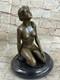Statue En Bronze Signée Femme Assise Sculpture Art Abstrait Moderne Figurine Nue