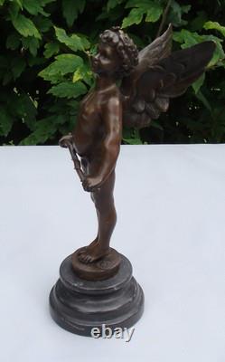 Statue Sculpture Ange Bebe Style Art Deco Style Art Nouveau Bronze massif Signe