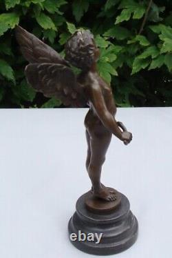 Statue Sculpture Ange Bebe Style Art Deco Style Art Nouveau Bronze massif Signe