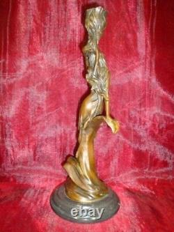 Statue Sculpture Bougeoir Demoiselle Romantique Style Art Deco Style Art Nouveau