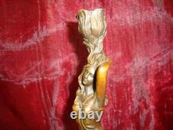 Statue Sculpture Bougeoir Demoiselle Romantique Style Art Deco Style Art Nouveau