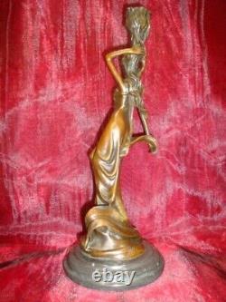 Statue Sculpture Bougeoir Demoiselle Romantique Style Art Deco Style Art Nouveau