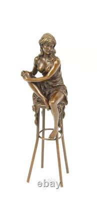 Statue Sculpture Bronze Art Déco Nouveau Femme Tabouret Bar DSBJ-11 Moderne