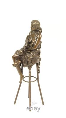 Statue Sculpture Bronze Art Déco Nouveau Femme Tabouret Bar DSBJ-12 Moderne