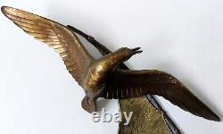 Statue Sculpture Bronze Oiseau En Plein Vol Voile De Bateau Signe Guy Art Deco