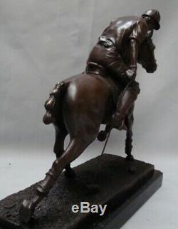 Statue Sculpture Cheval Polo Sport Style Art Deco Bronze massif Signe