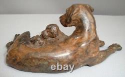 Statue Sculpture Chien Animalier Chasse Style Art Deco Style Art Nouveau Bronze