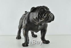 Statue Sculpture Chien Bouledogue Animalier Style Art Deco Bronze massif