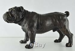 Statue Sculpture Chien Bouledogue Animalier Style Art Deco Bronze massif