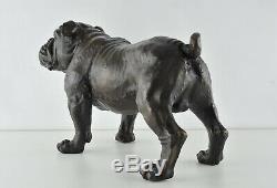 Statue Sculpture Chien Bouledogue Animalier Style Art Deco Bronze massif