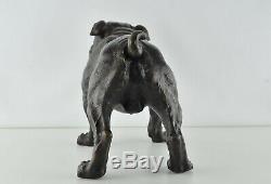 Statue Sculpture Chien Bouledogue Animalier Style Art Deco Bronze massif