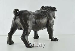 Statue Sculpture Chien Bouledogue Animalier Style Art Deco Bronze massif